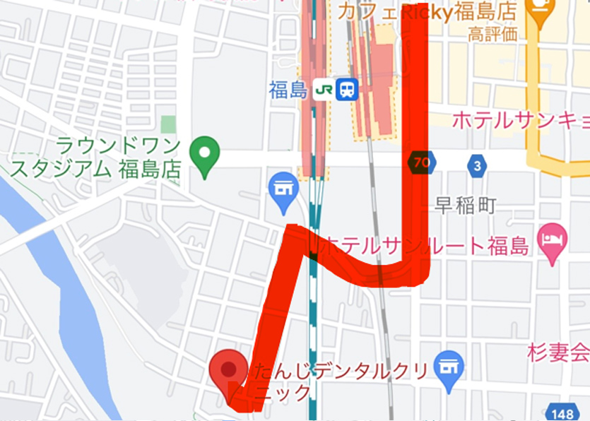 福島駅東口方面